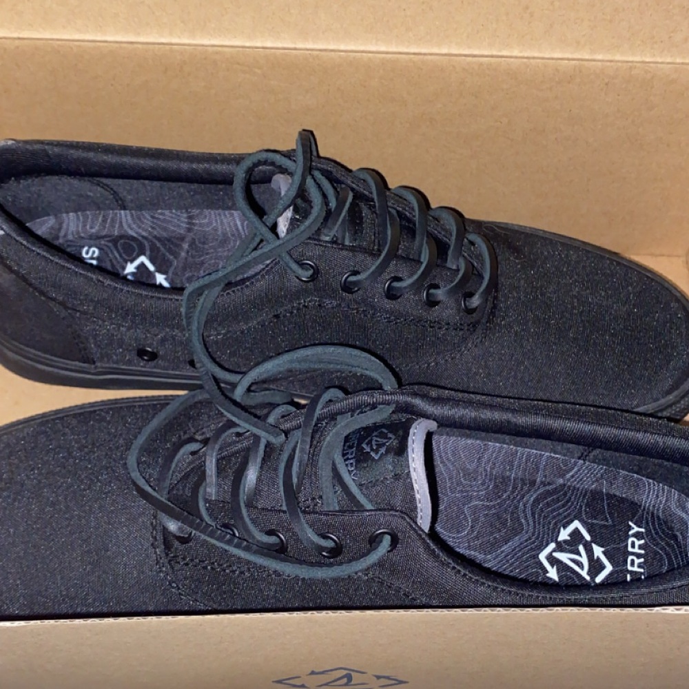 Sperry Men's Black Suede Low-Top Lace Sneakers - Picture 3 of 6